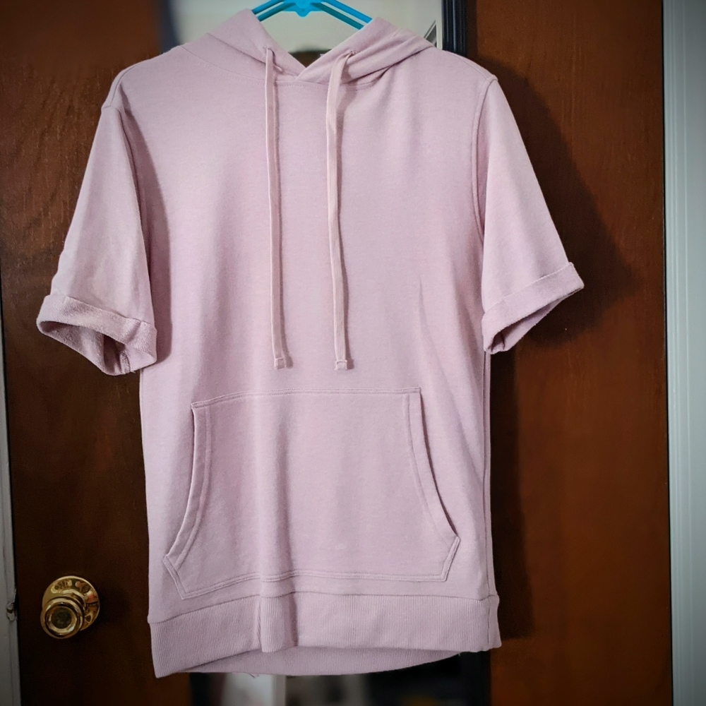 Pink short sleeved hoodie